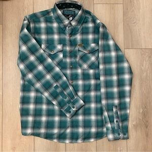 DIXXON Teal and White Plaid Men's Button-Down Shirt